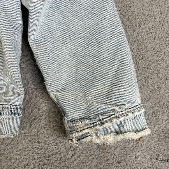 VTG Levi’s Flannel Lined Denim Trucker Jacket Mens L Blue Distressed Grunge Y2K - Picture 6 of 15